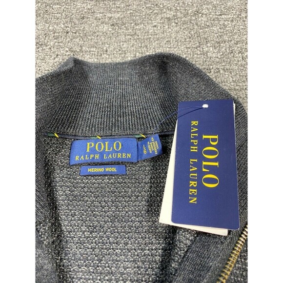 Polo Ralph Lauren Sweater Mens Large Gray Pullover Sweatshirt Jacket 100% Wool - Picture 8 of 12